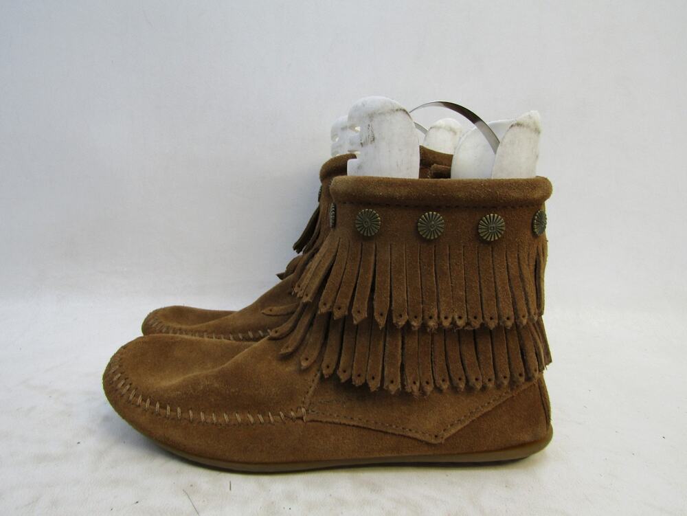 Minnetonka Womens Size 6 Brown Suede Fringe Ankle Fashion Boots Bootie